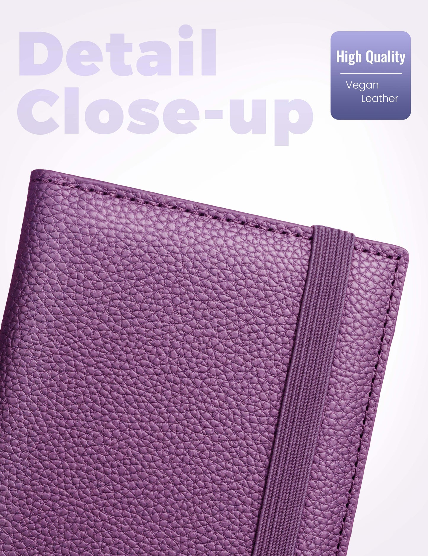 7"x3.7" Grape Vegan Leather Checkbook Cover