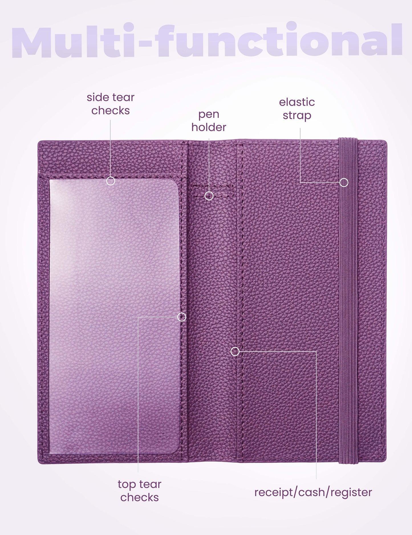 7"x3.7" Grape Vegan Leather Checkbook Cover