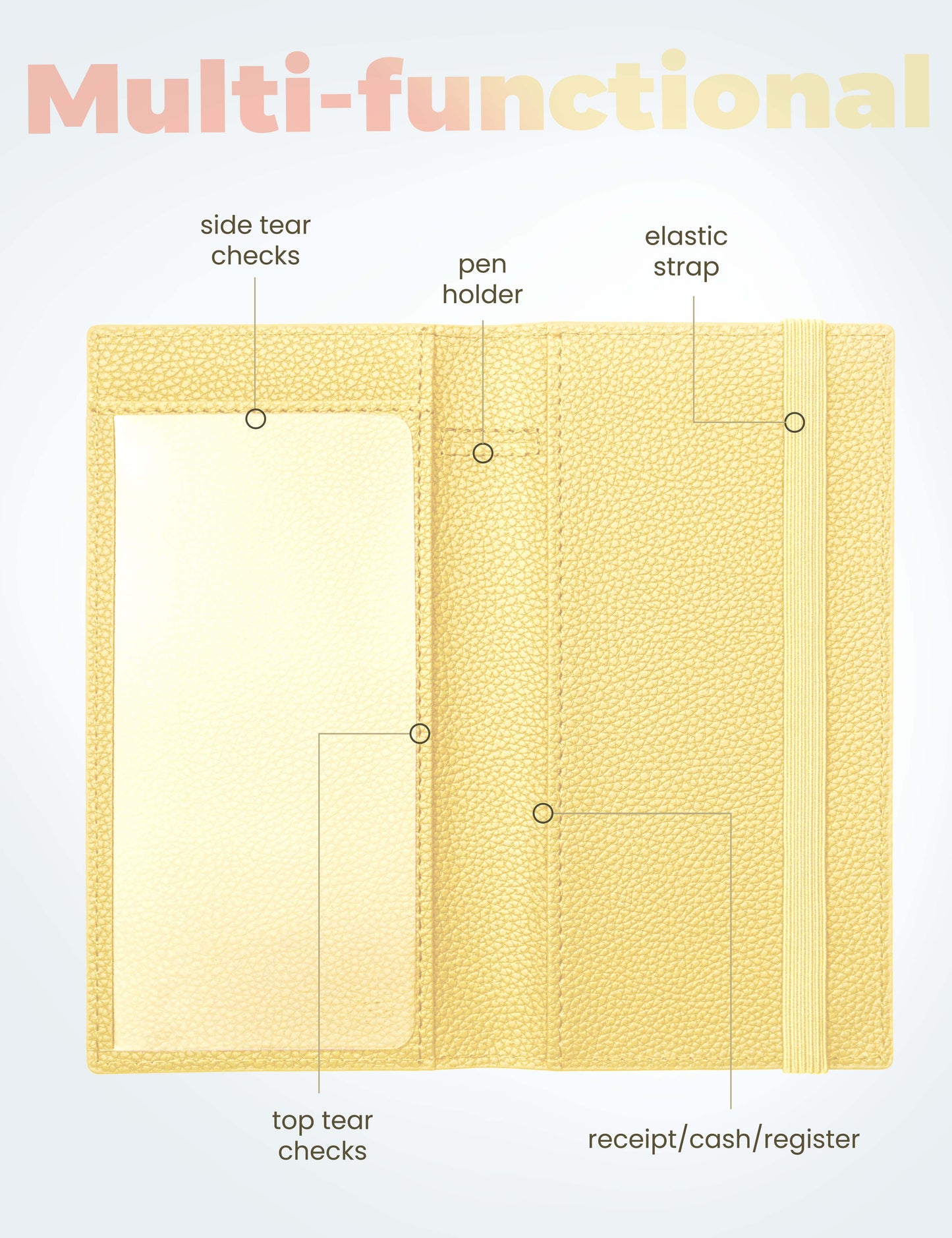 7"x3.7" Yellow Vegan Leather Checkbook Cover