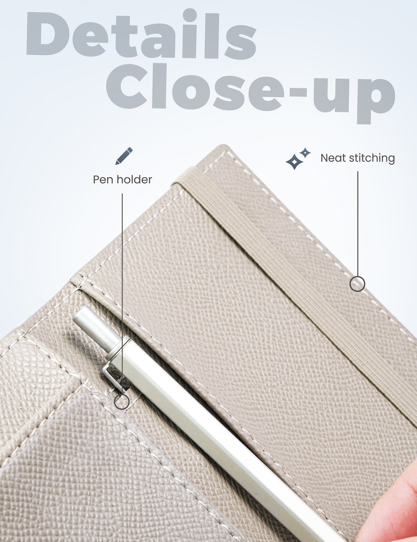 7"x3.7" Sand Vegan Leather Checkbook Cover