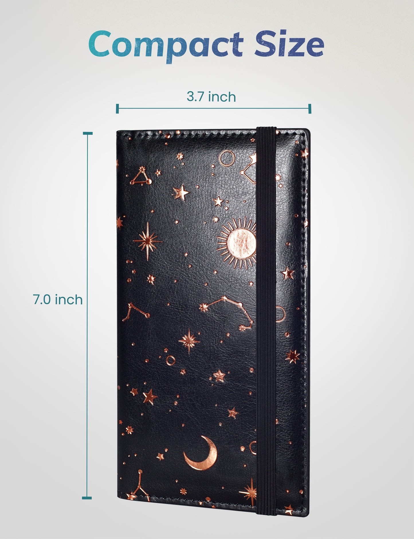 7"x3.7" Black & Rose Gold Vegan Leather Checkbook Cover