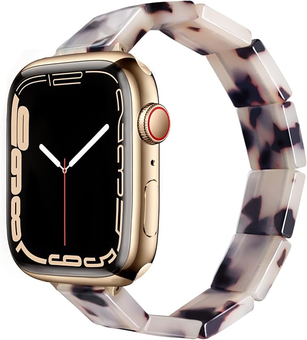 Ivory Tortoise Resin Slim Apple Watch Band (Elastic)