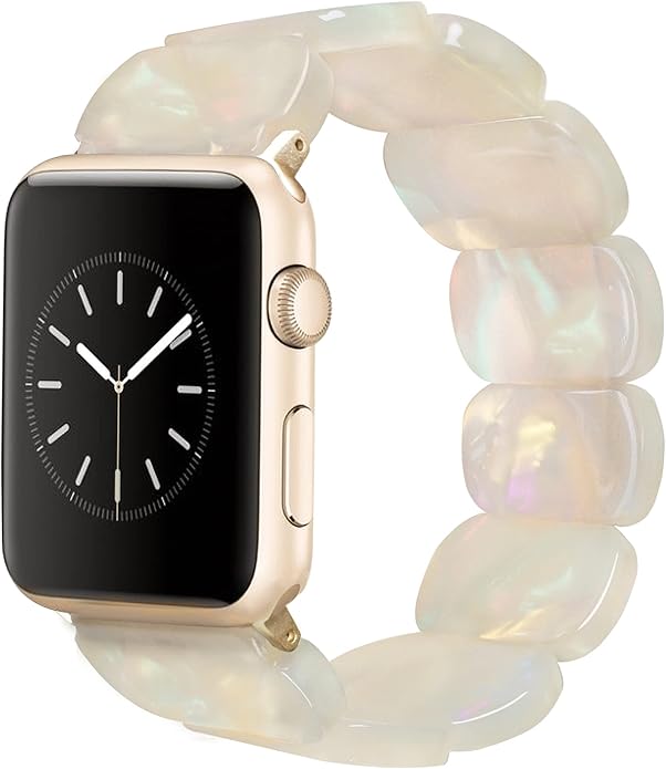 White Tortoise Resin Cute Apple Watch Band (Elastic)