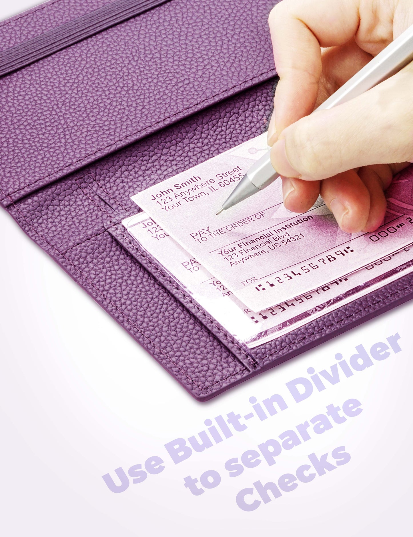 7"x3.7" Grape Vegan Leather Checkbook Cover