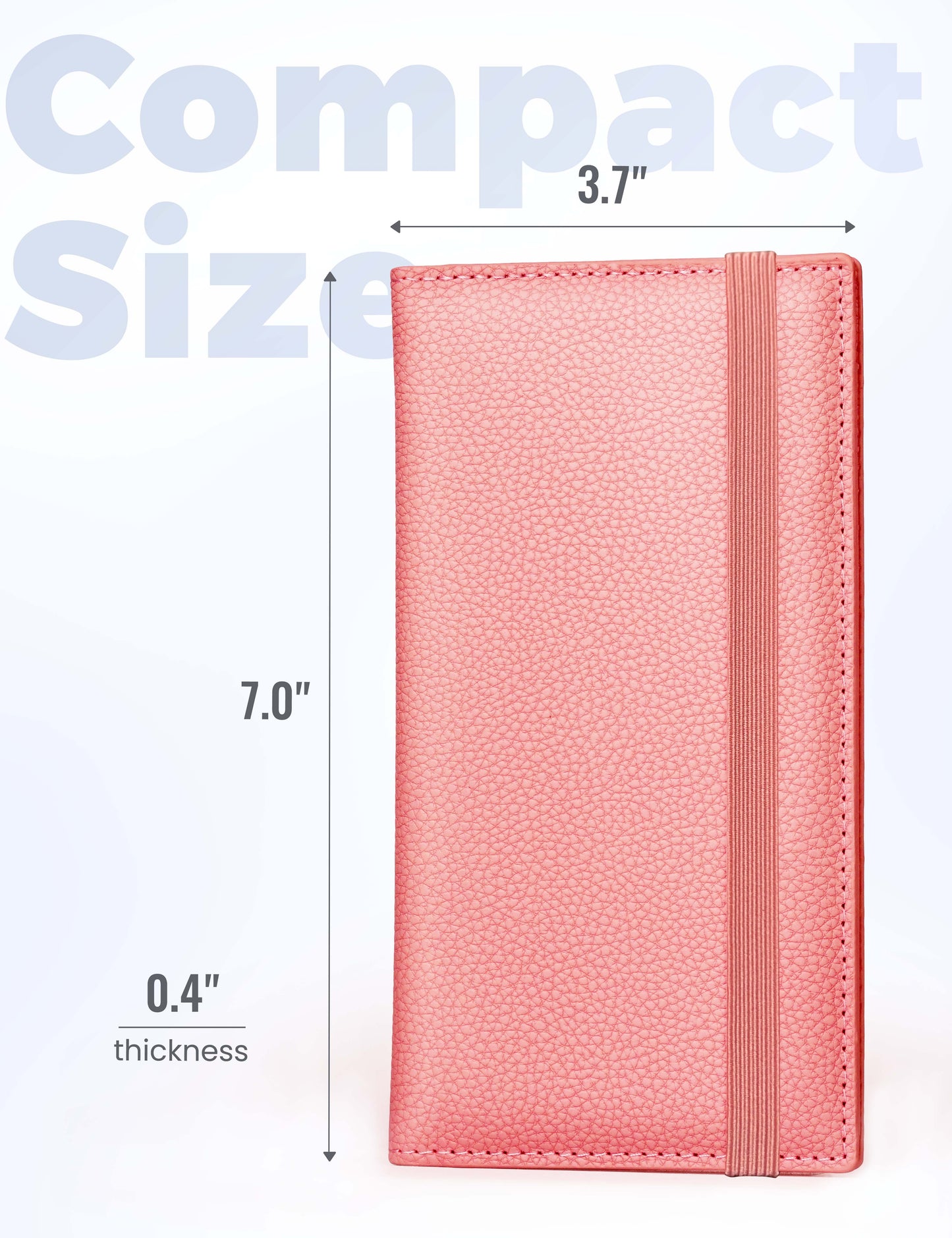 7"x3.7" Coral Pink Vegan Leather Checkbook Cover