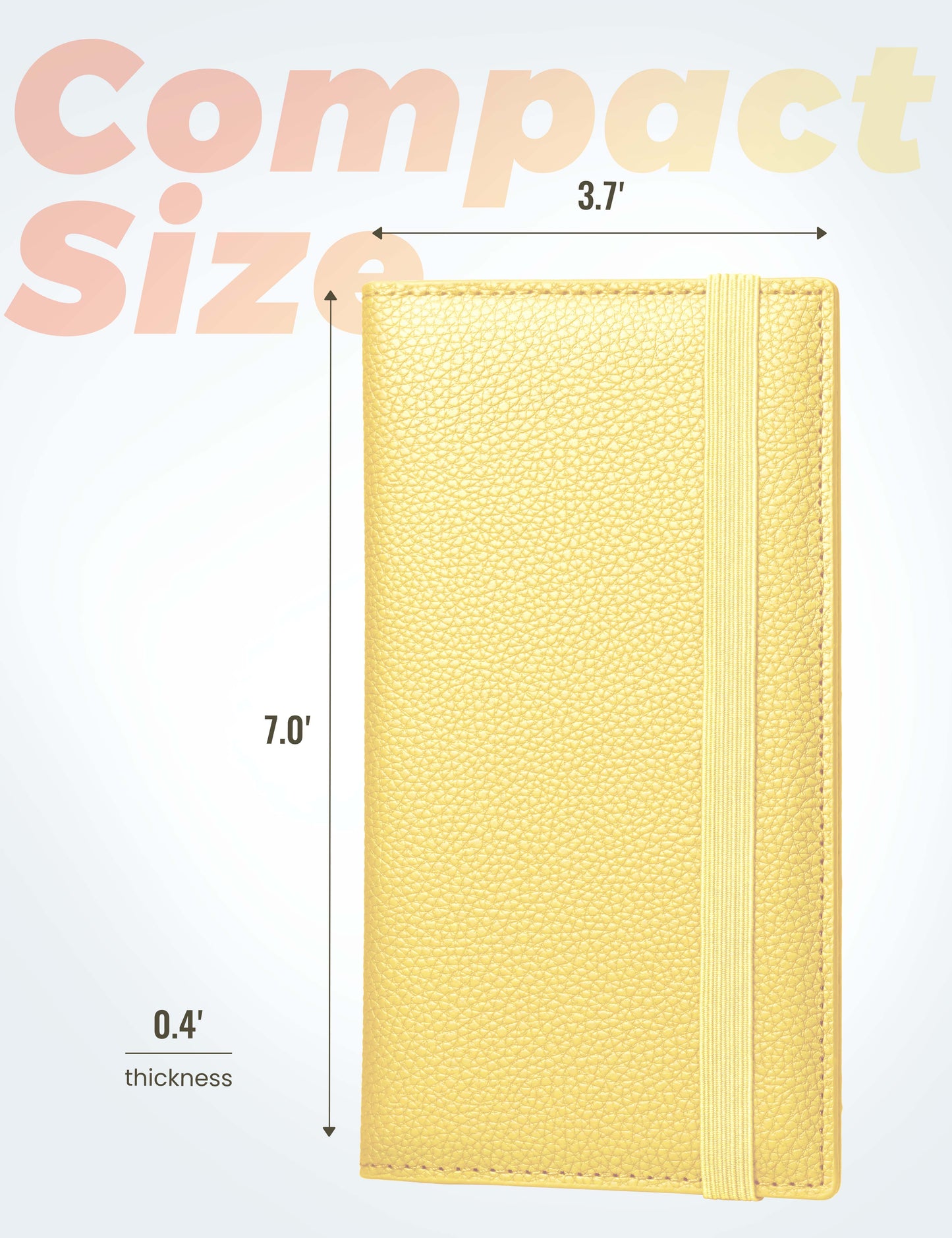 7"x3.7" Yellow Vegan Leather Checkbook Cover