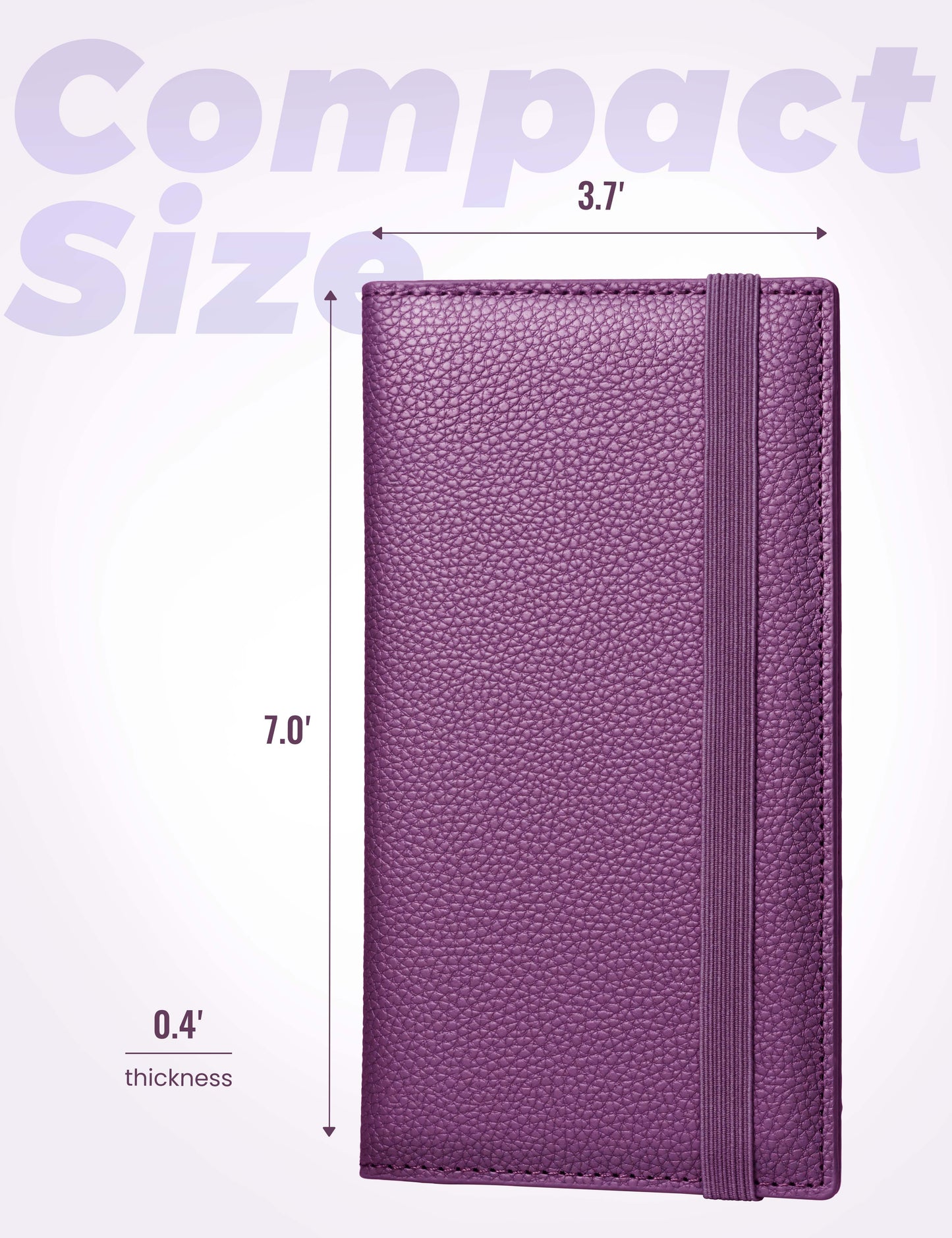 7"x3.7" Grape Vegan Leather Checkbook Cover