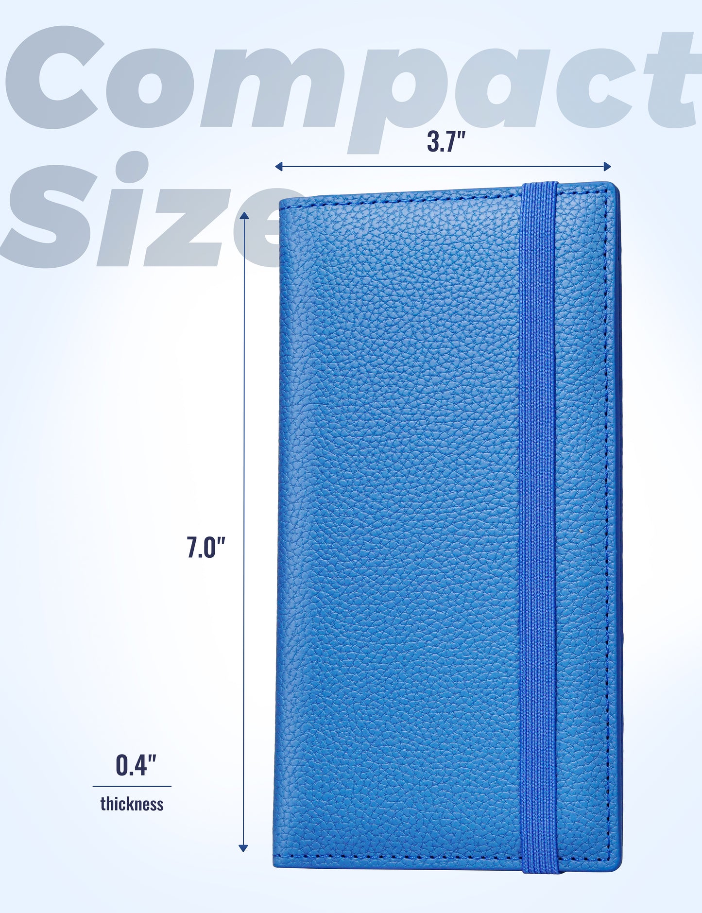 7"x3.7" Blue Vegan Leather Checkbook Cover