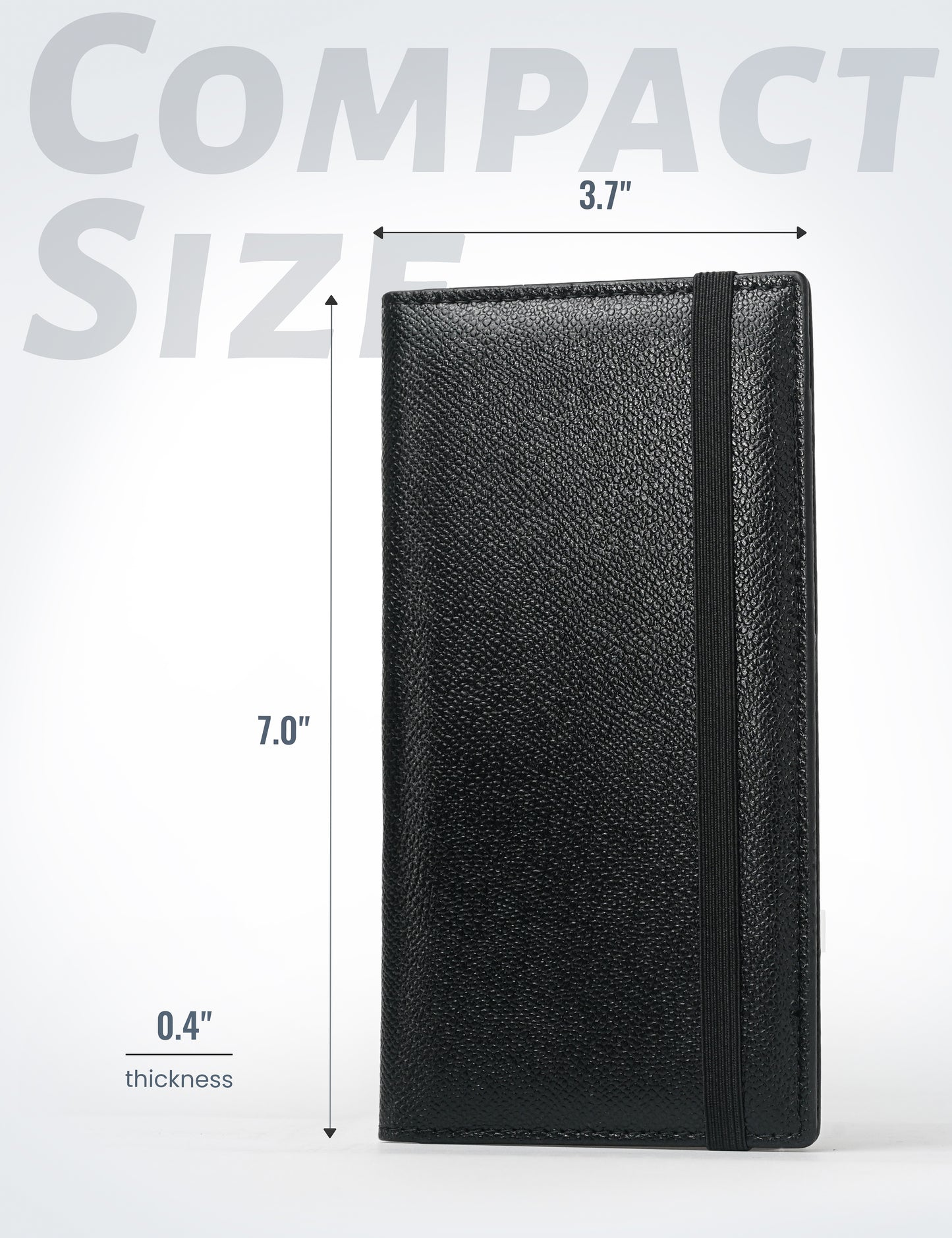 7"x3.7" Black Vegan Leather Checkbook Cover