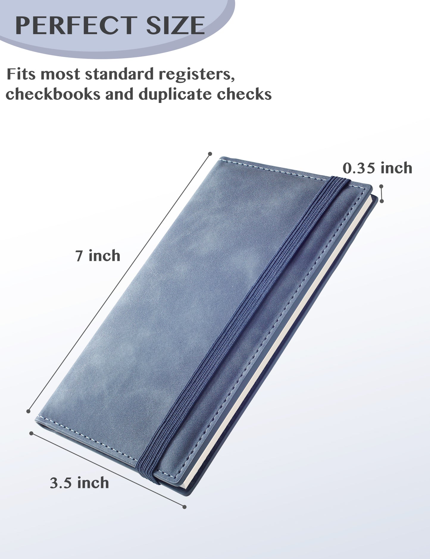 7"x3.5" Jean Blue Vegan Leather Checkbook Cover