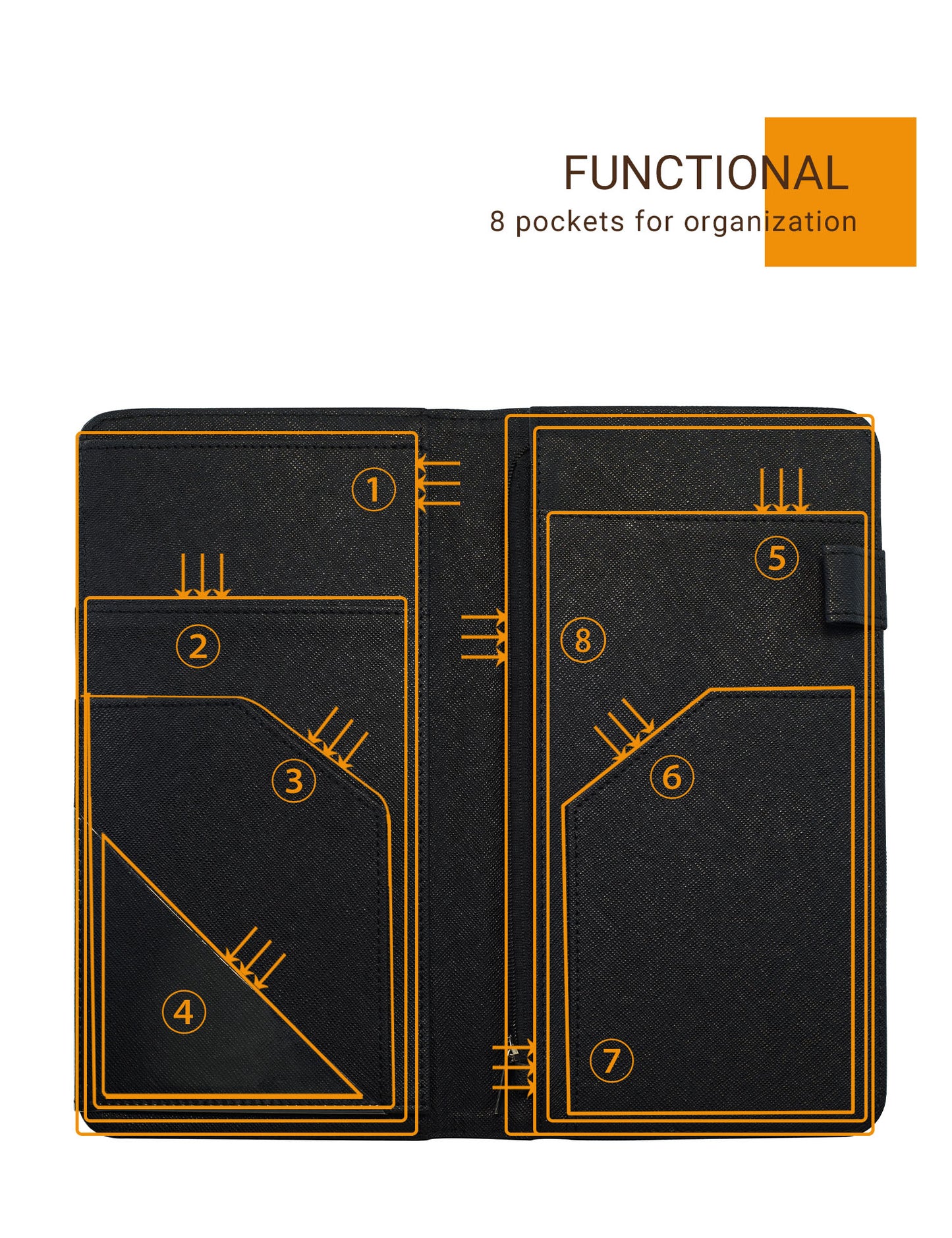 5x9" Black Server Book with Zipper&Magnetic