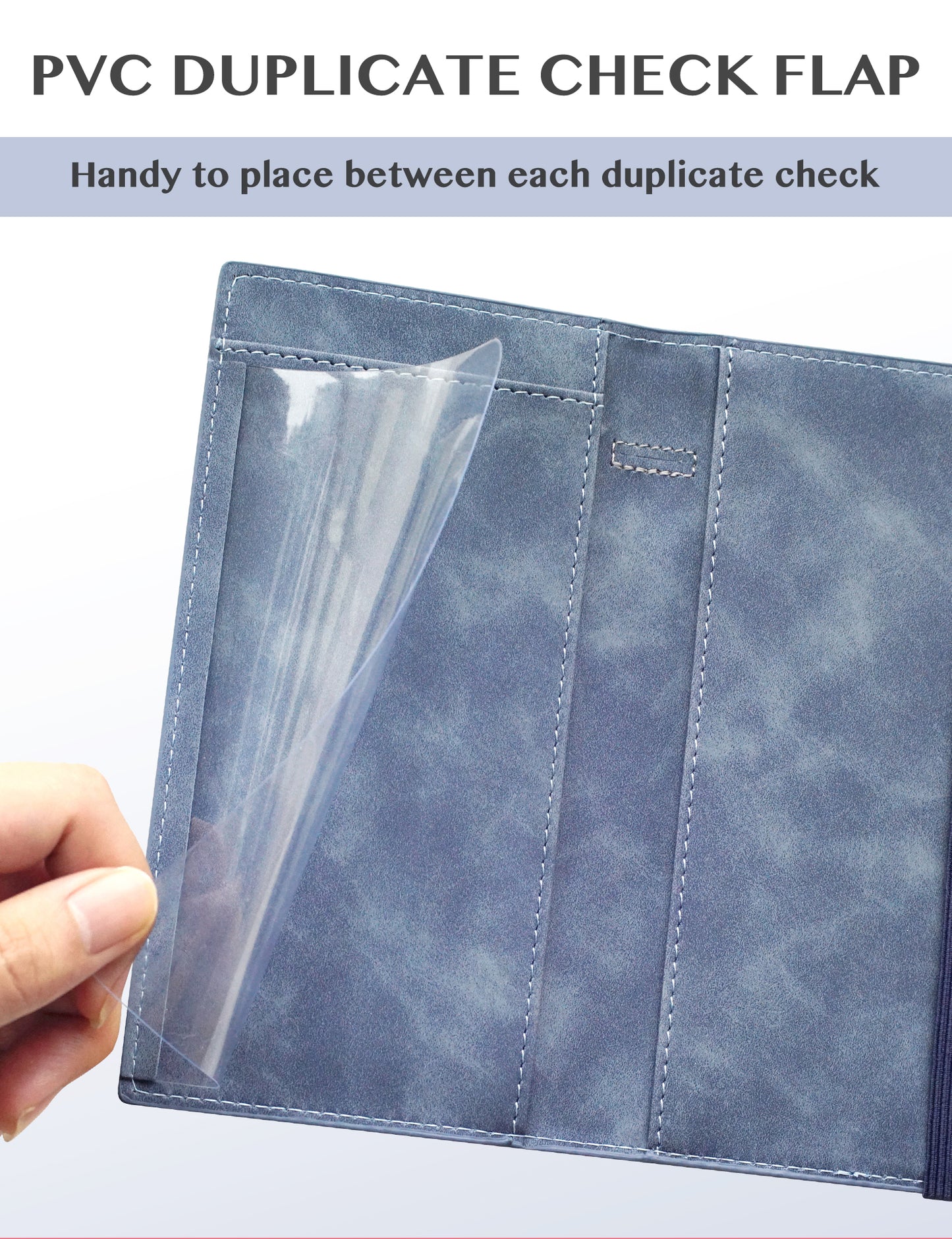 7"x3.5" Jean Blue Vegan Leather Checkbook Cover