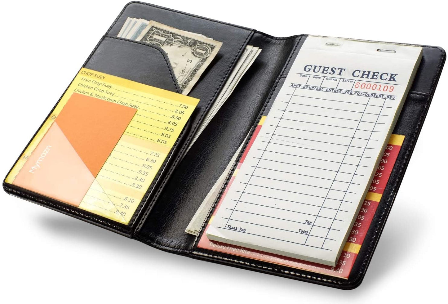 4.7x7.5" Black Server Book with Money Pocket