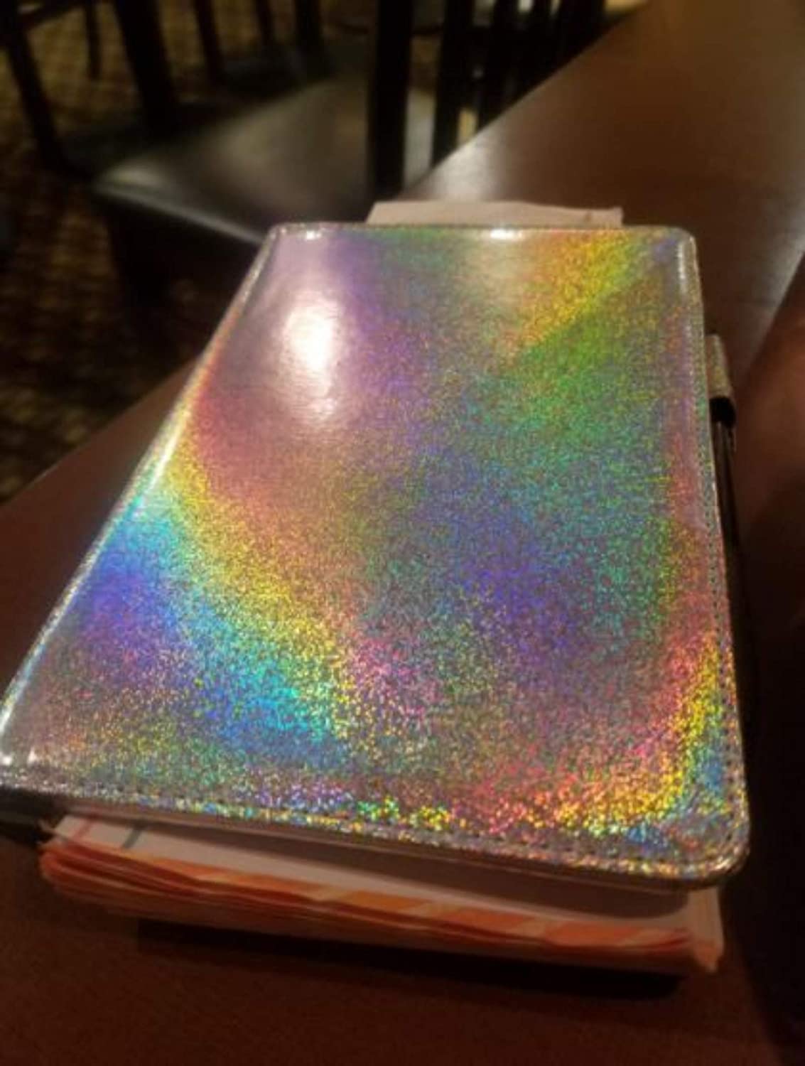 4.7x7.5” Holographic Glitter Silver Server Book Wallet