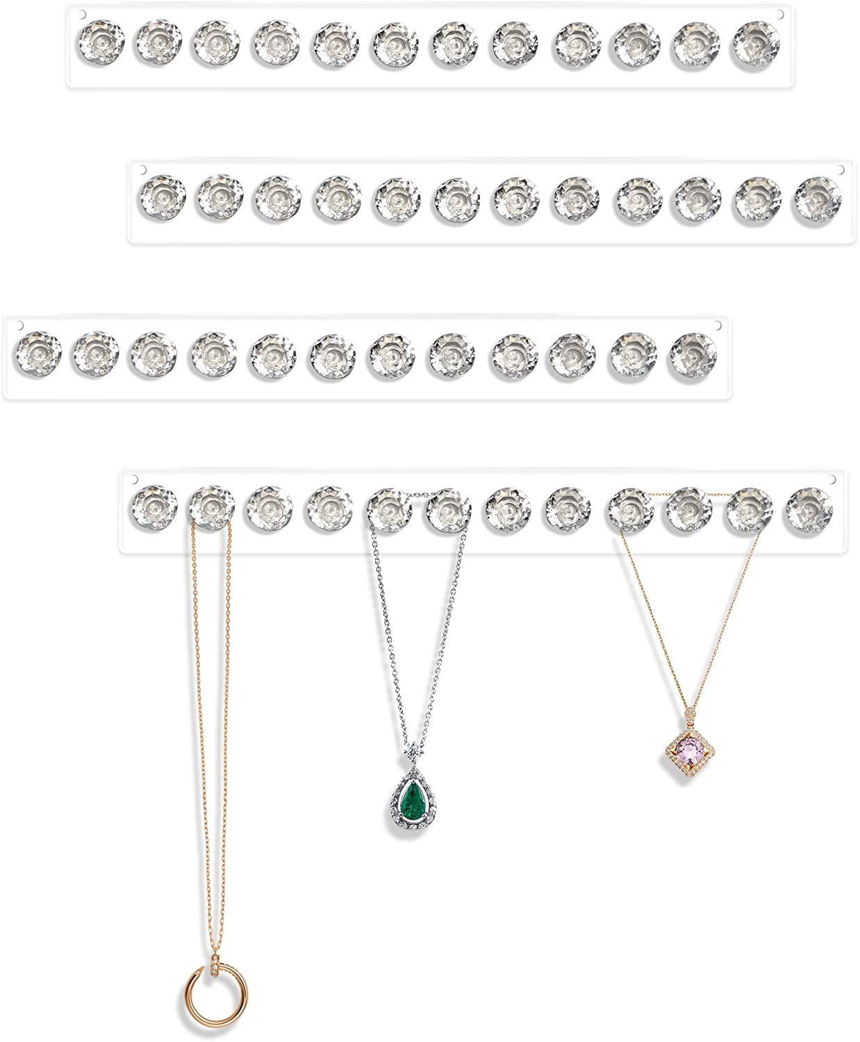 Necklace Holder Hanger Diamond Hooks (Clear)