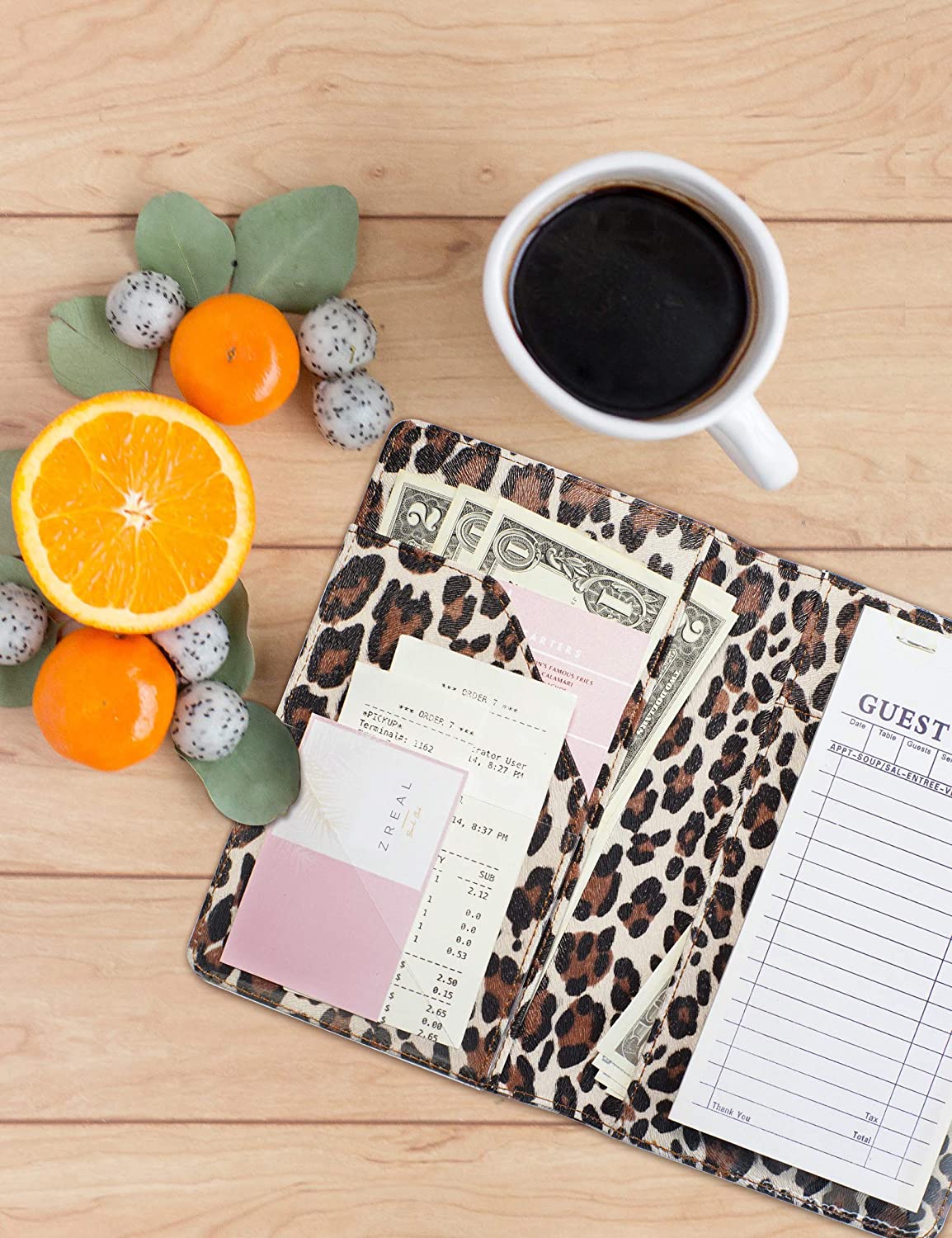 4.7x7.5" Classic Light Leopard Server Book Wallet