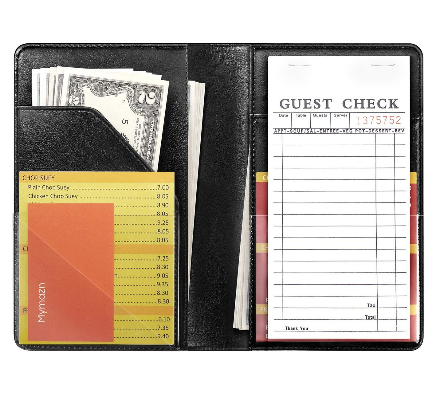 4.7x7.5” Glitter Black Server Book Wallet