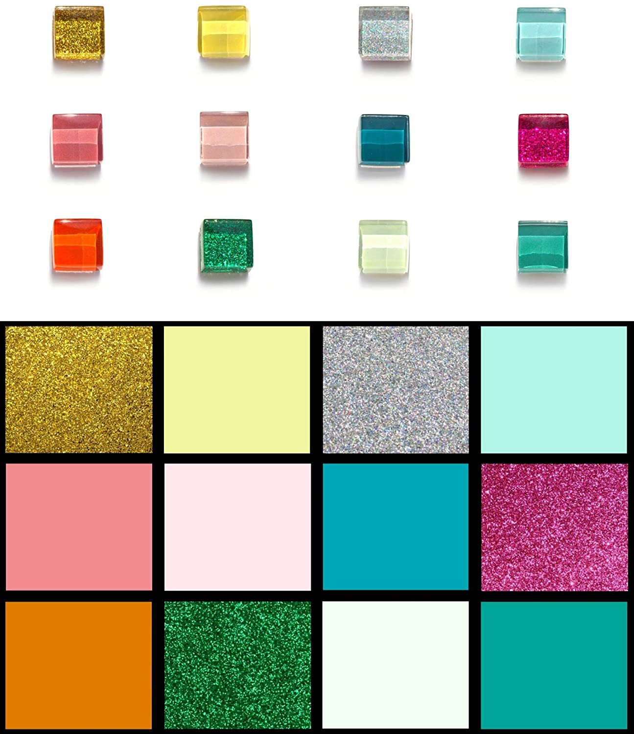 24-Pack Glitter&Matte Glass Fridge Magnets(12 Colors)