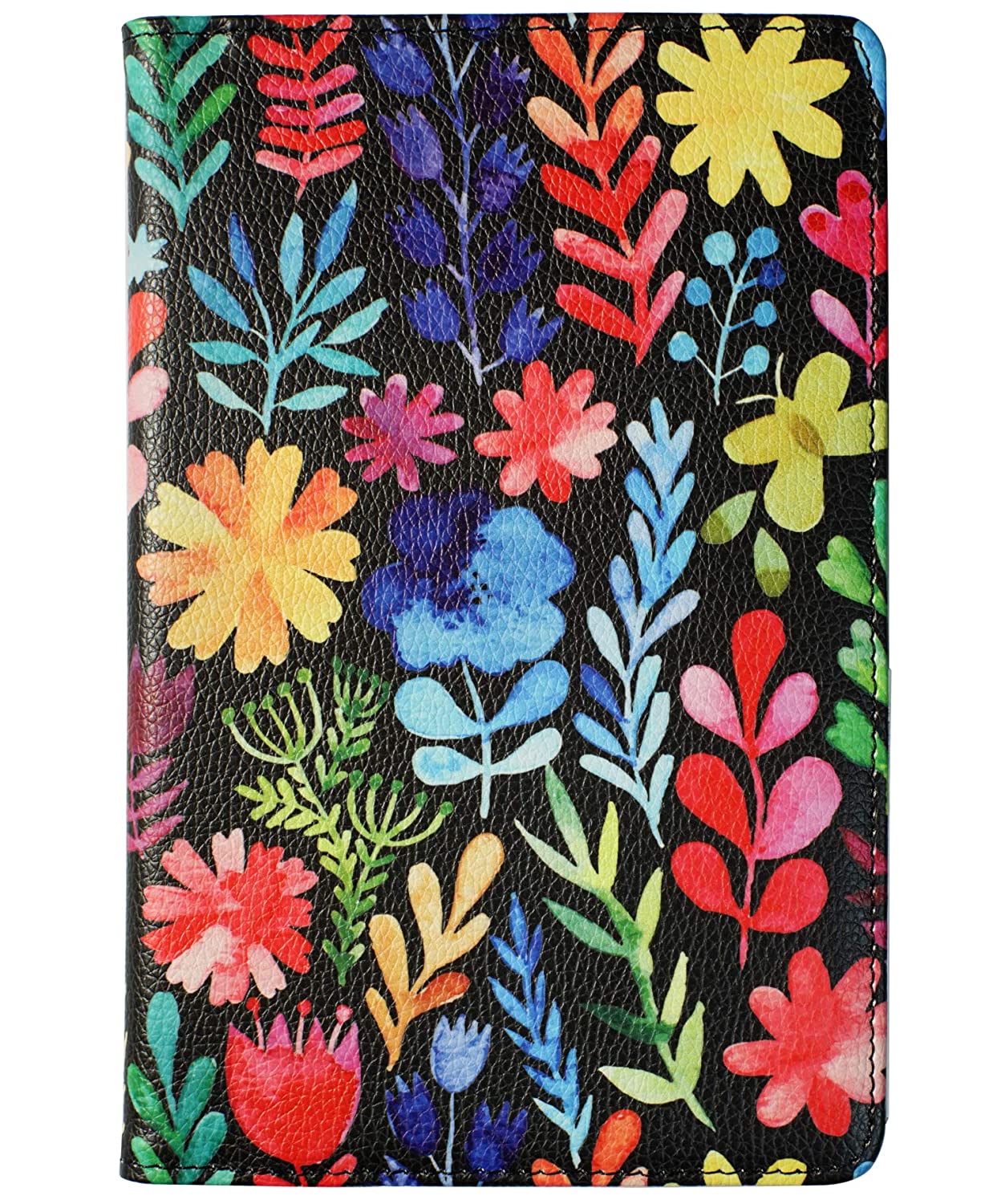 4.7x7.5" Classic Black Flower Server Book Wallet