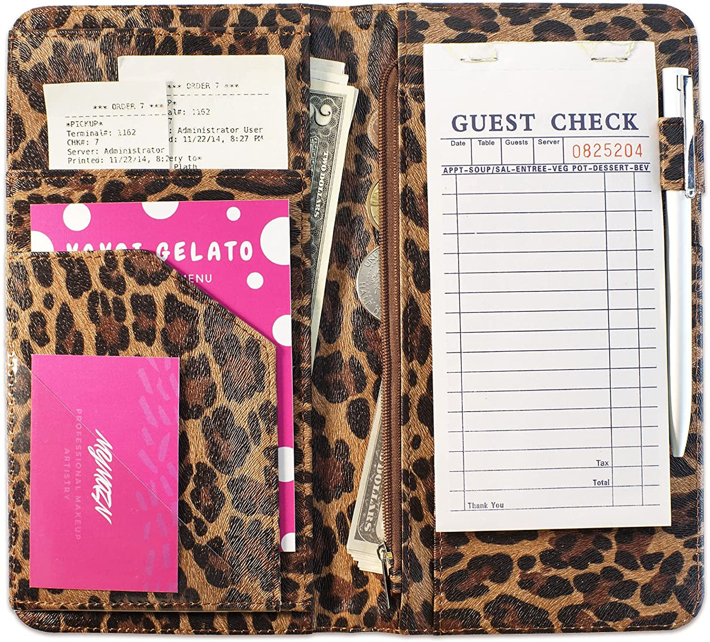 5x9" Dark Leopard Server Book with Zipper&Magnetic