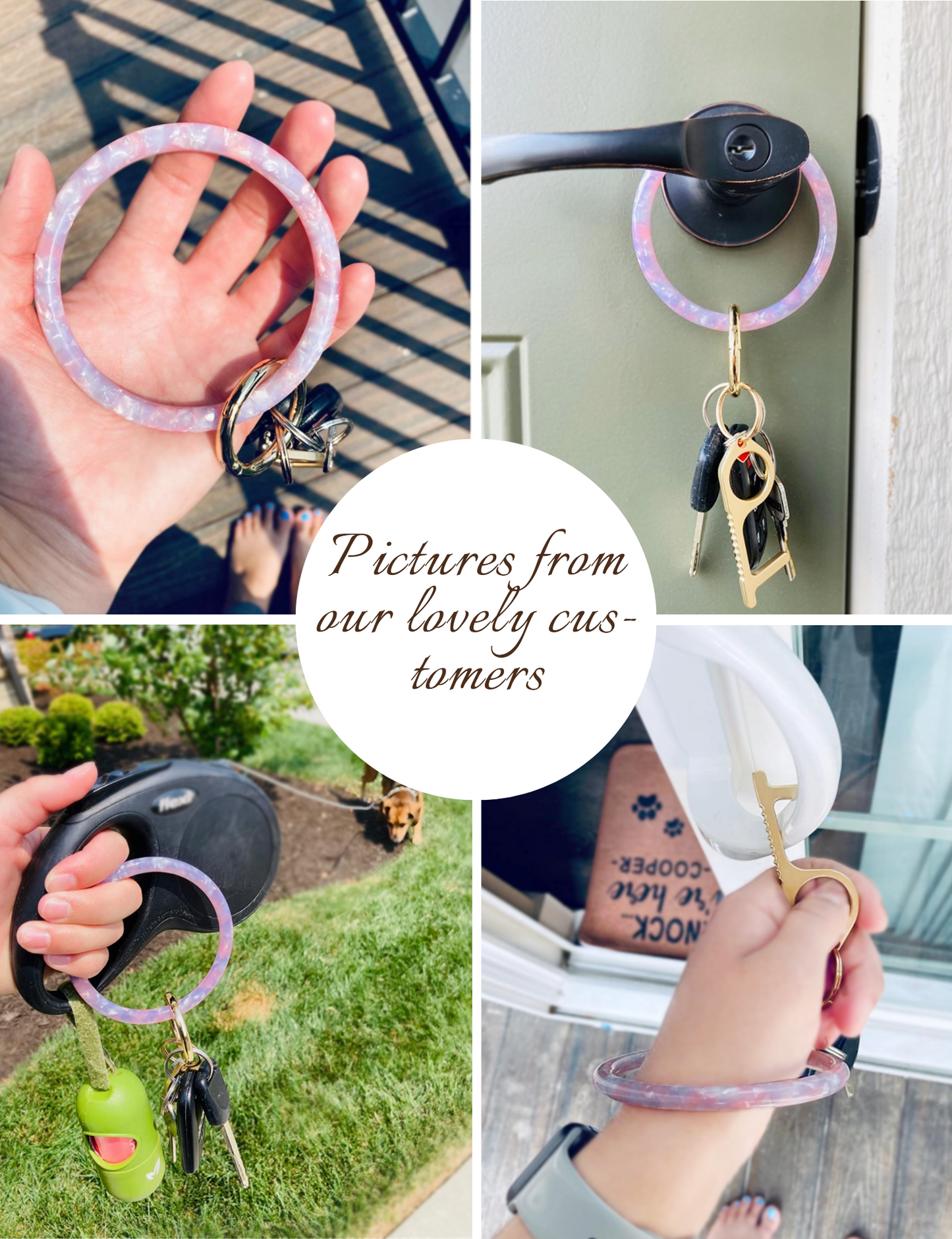 2.95" Acetate Round Key Ring Bracelet(Pink&Blue)