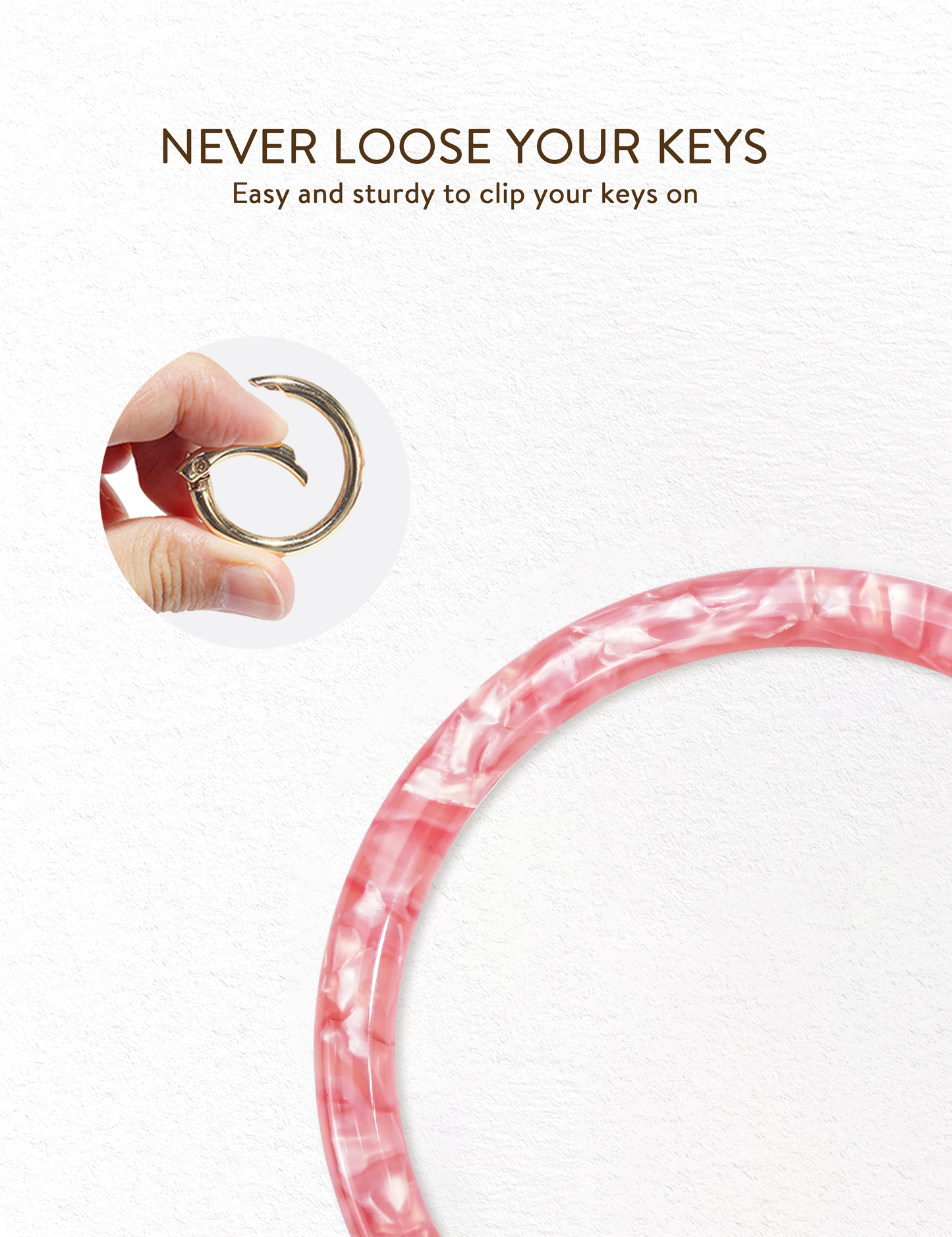 2.95" Acetate Round Key Ring Bracelet (Pink)