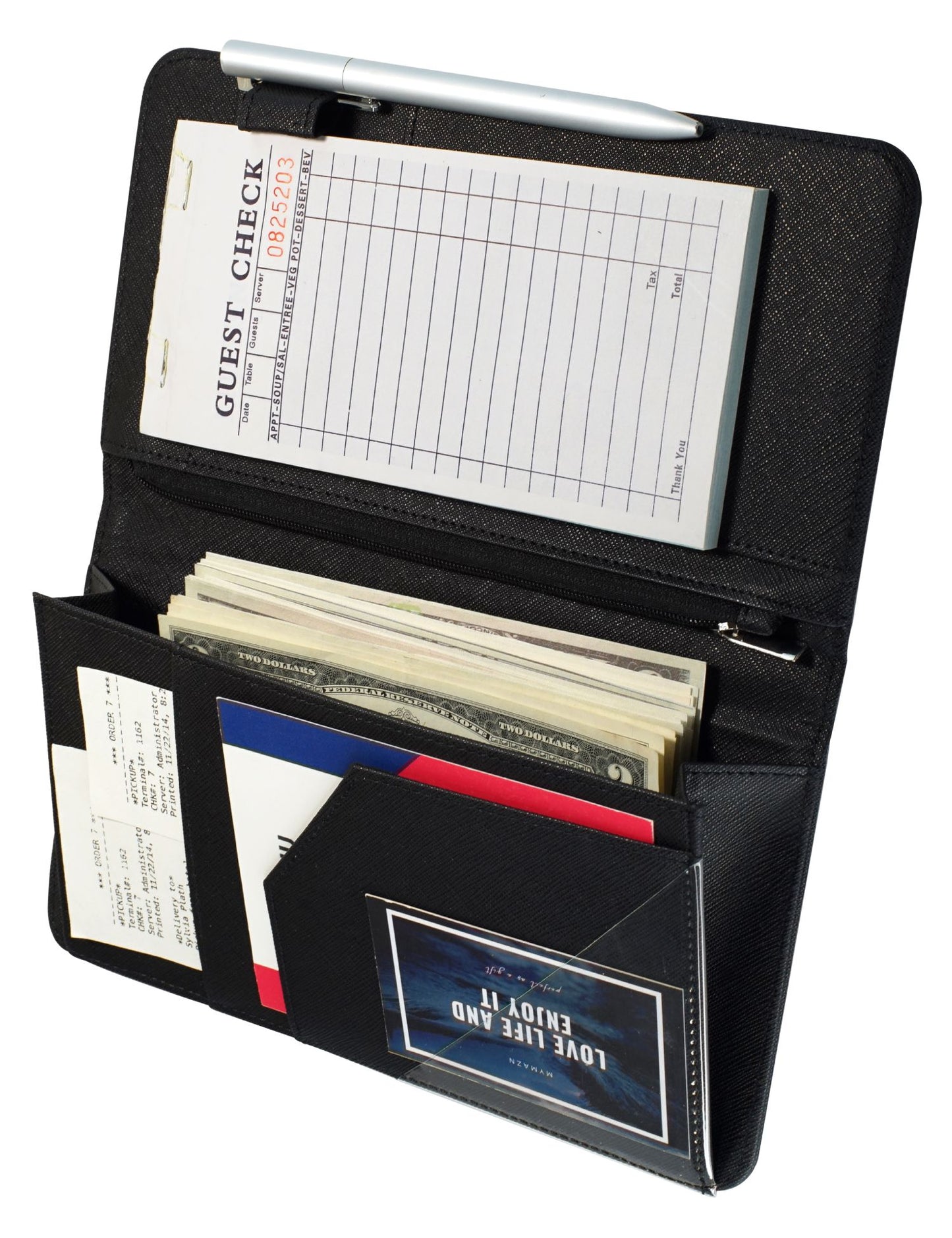 5x9" Black Server Book with Zipper&Magnetic