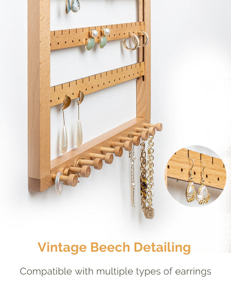 Easy Assemble Wood Earring Wall Holder (Beech)