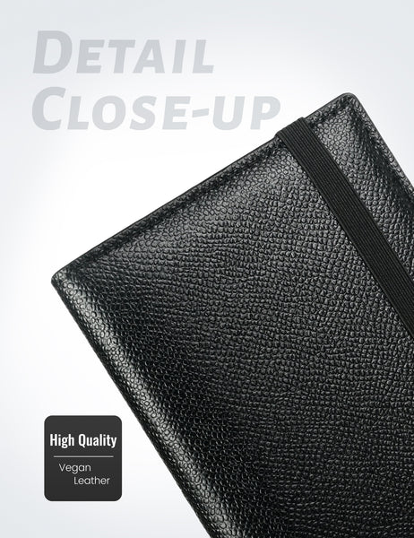 7"x3.7" Black Vegan Leather Checkbook Cover