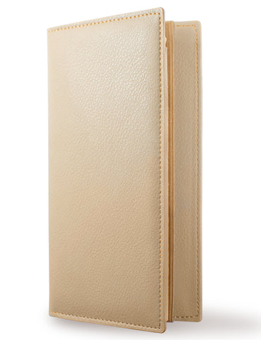 7"x3.5" Tan Vegan Leather Checkbook Cover