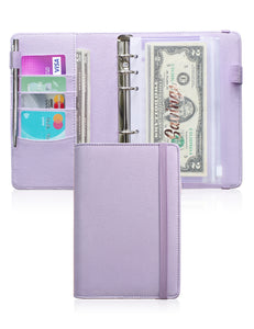A6 Budget Binder for Money Saving Binder 10 Cash Pockets (Light Purple)