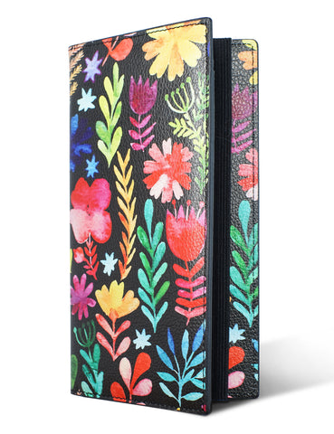 7"x3.5" Flower Vegan Leather Checkbook Cover