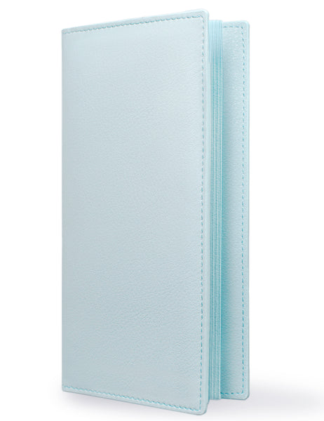 7"x3.5" Pale Blue Vegan Leather Checkbook Cover