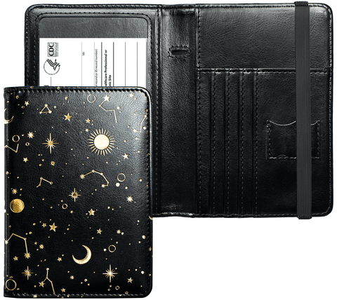 Black/Gold Minimalist Passport Case Holder Wallet