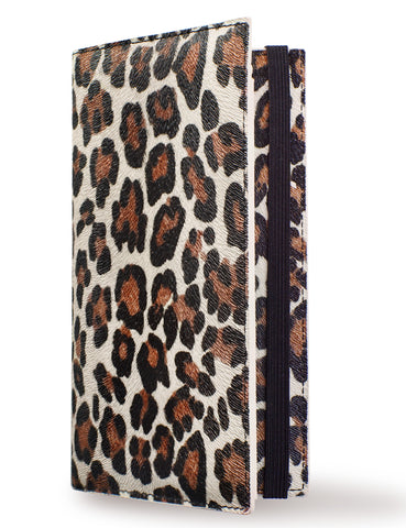 7"x3.5" Light Leopard Vegan Leather Checkbook Cover