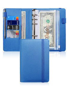 A6 Budget Binder for Money Saving Binder 10 Cash Pockets (Blue)