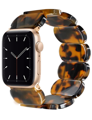 Brown Tortoise Resin Cute Apple Watch Band (Elastic)