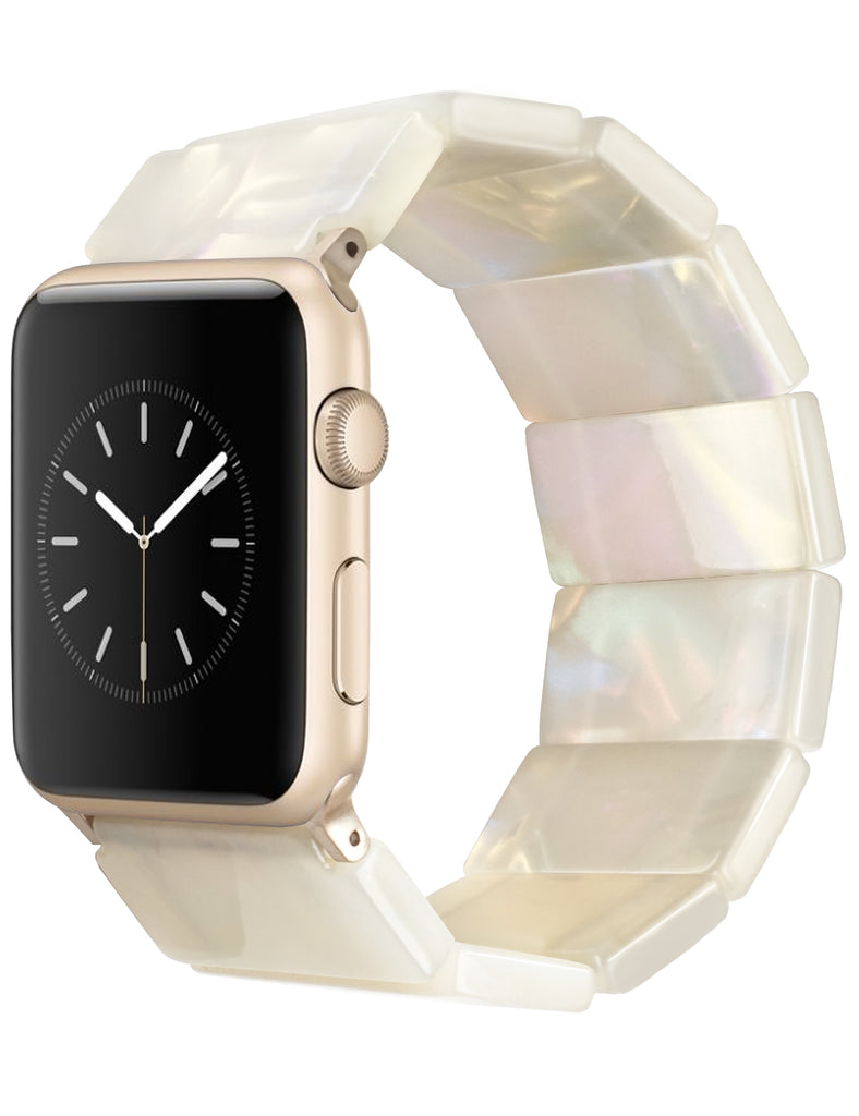 Ivory White Resin Apple Watch Band Elastic Mymazn