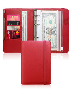 A6 Budget Binder for Money Saving Binder 10 Cash Pockets (Red)