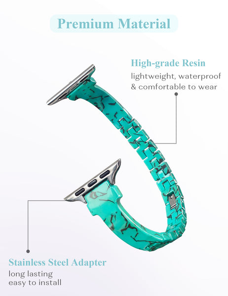 Slim Turquoise Resin Apple Watch Band (Buckle)