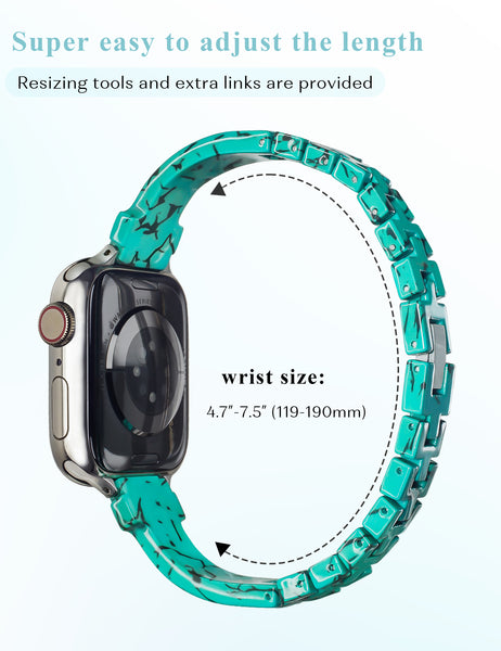 Slim Turquoise Resin Apple Watch Band (Buckle)