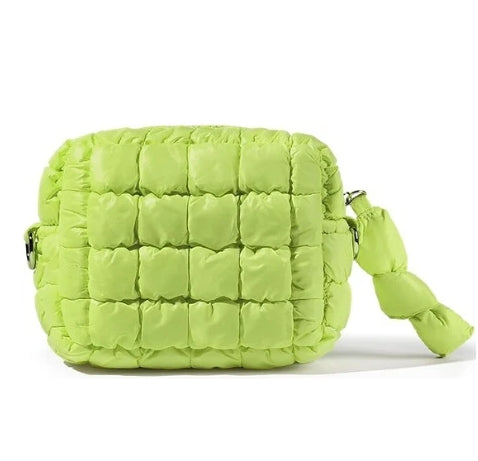 Apple Green Quilted Makeup Bag