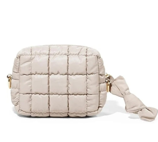 Beige Quilted Makeup Bag