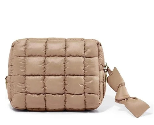 Caramel Quilted Makeup Bag