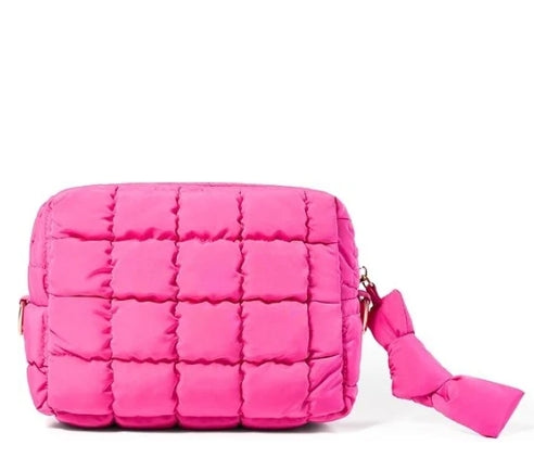 Hot Pink Quilted Makeup Bag