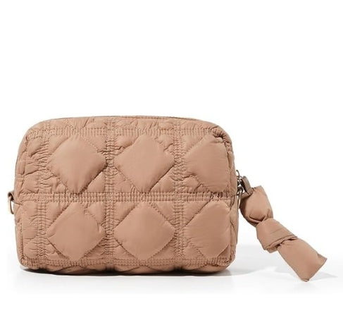 Khaki Quilted Makeup Bag