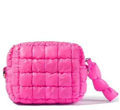 Neon Pink  Quilted Makeup Bag