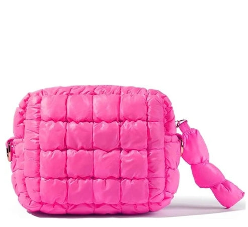 Neon Pink  Quilted Makeup Bag