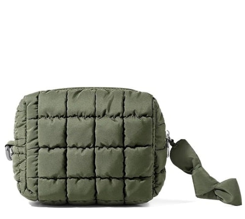 Olive Green  Quilted Makeup Bag
