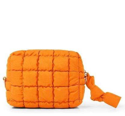 Orange  Quilted Makeup Bag